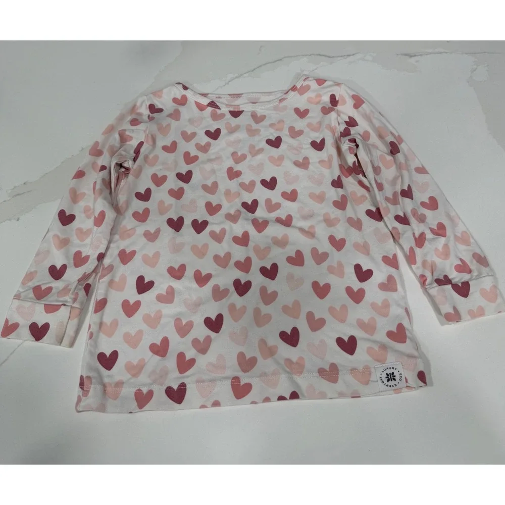 Sweet Bamboo Kids Heart Print Pajama Set Pink White Viscose 18-24 Months FW24